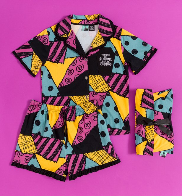Women's Disney The Nightmare Before Christmas Sally Shirt And Shorts Pyjama Set In Bag